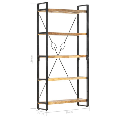 Boekenkast Met 5 Schappen Bruin 90 x 30 x 180 cm massief mangohout