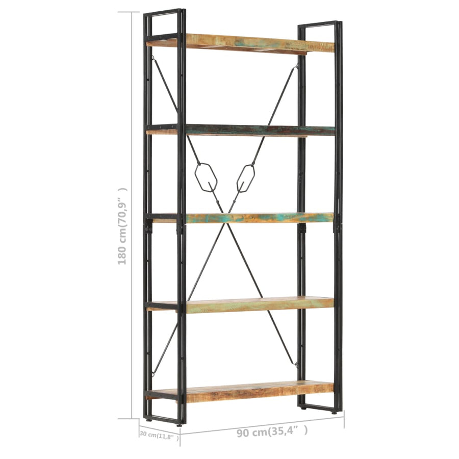 Boekenkast Met 5 Schappen Bruin 90 x 30 x 180 cm massief gerecycled hout