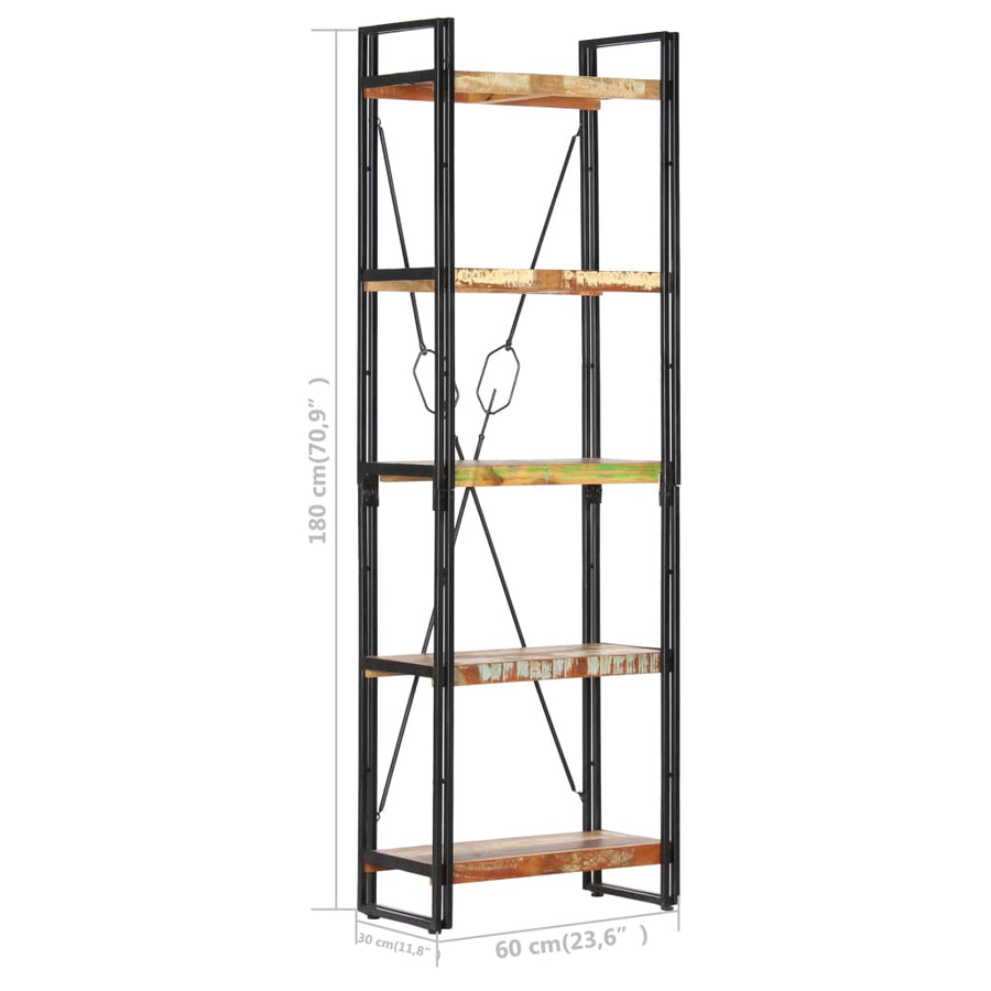 Boekenkast Met 5 Schappen Bruin 60 x 30 x 180 cm massief gerecycled hout