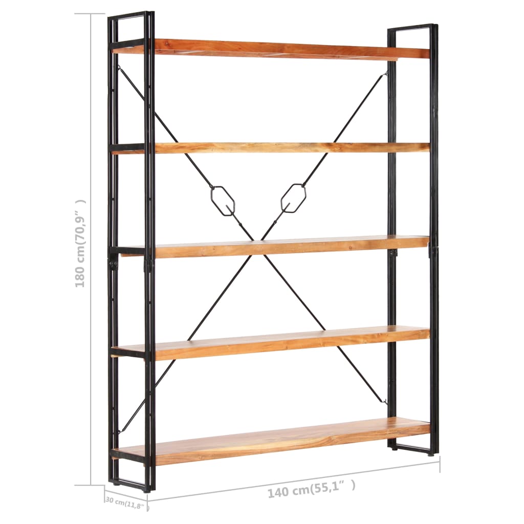 Boekenkast Met 5 Schappen Bruin 140 x 30 x 180 cm Massief acaciahout