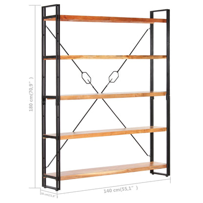 Boekenkast Met 5 Schappen Bruin 140 x 30 x 180 cm Massief acaciahout