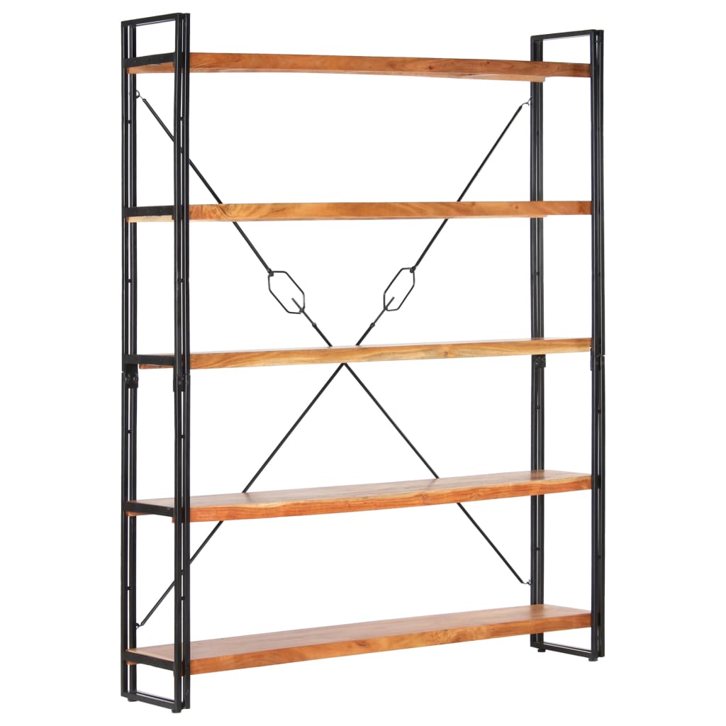 Boekenkast Met 5 Schappen Bruin 140 x 30 x 180 cm Massief acaciahout