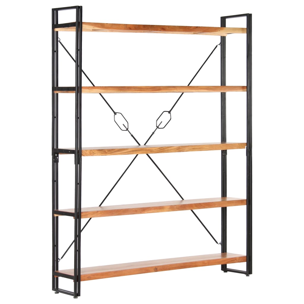 Boekenkast Met 5 Schappen Bruin 140 x 30 x 180 cm Massief acaciahout