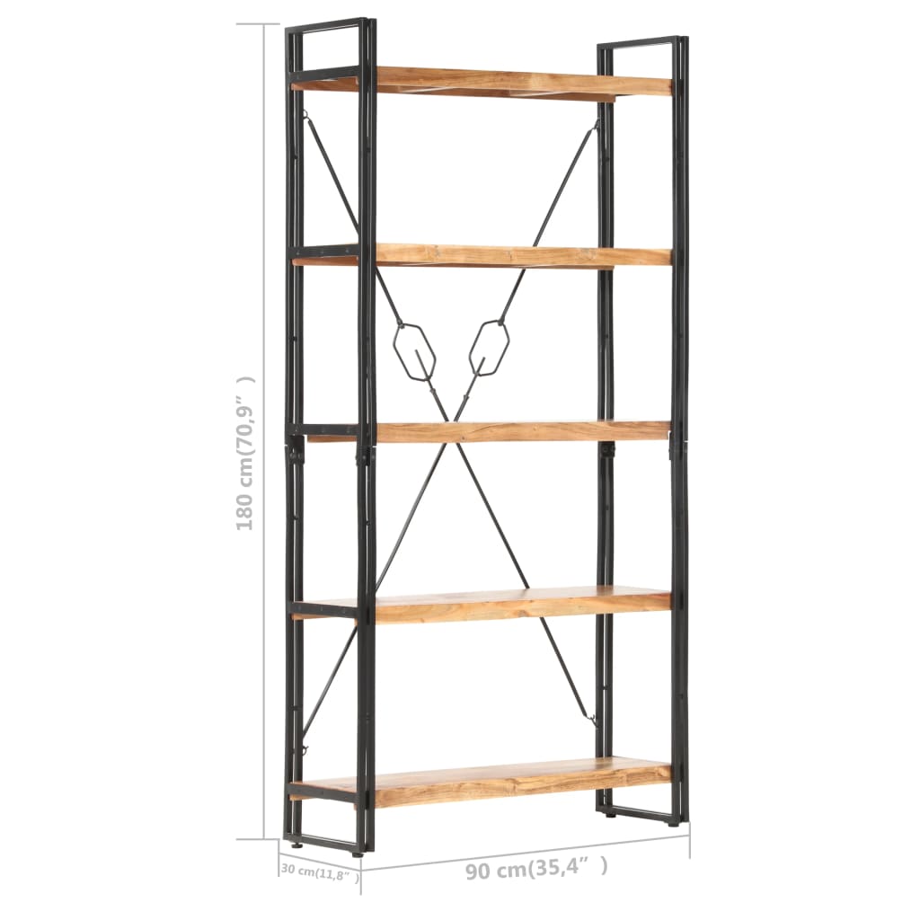 Boekenkast Met 5 Schappen Bruin 90 x 30 x 180 cm Massief acaciahout