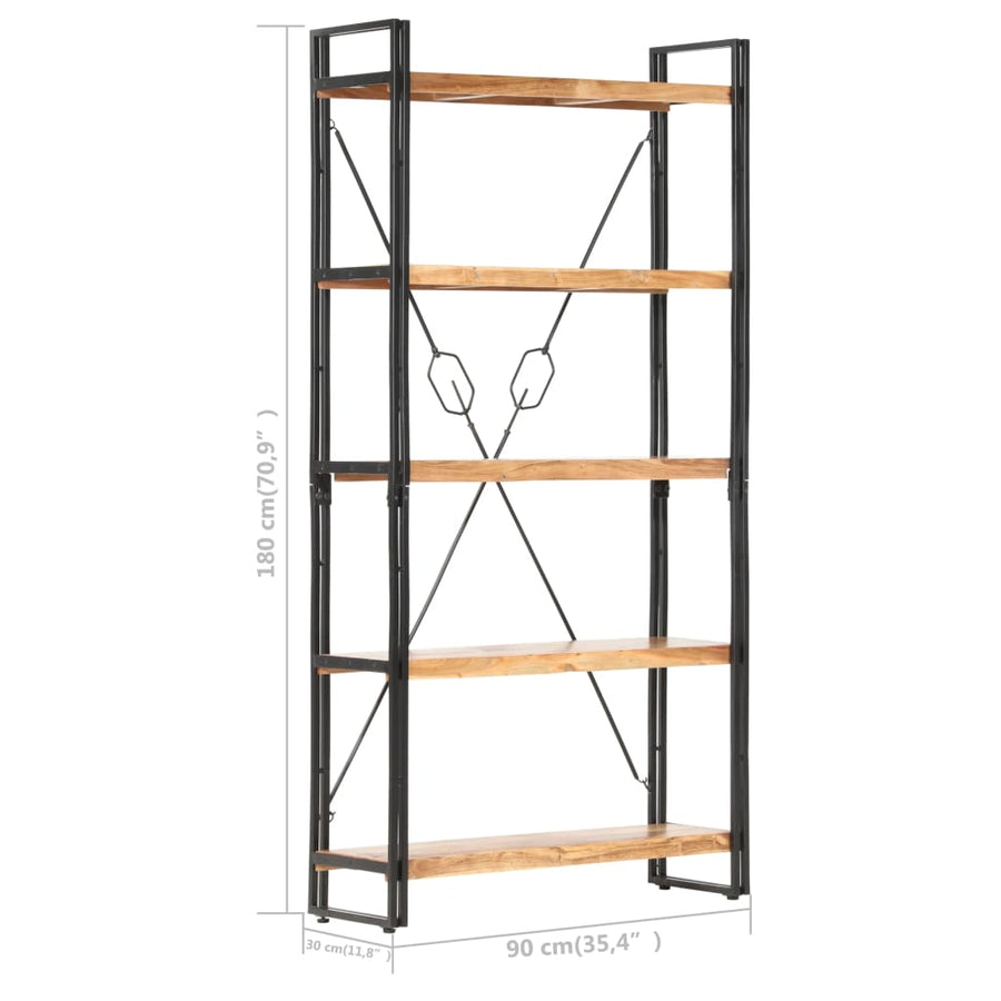 Boekenkast Met 5 Schappen Bruin 90 x 30 x 180 cm Massief acaciahout