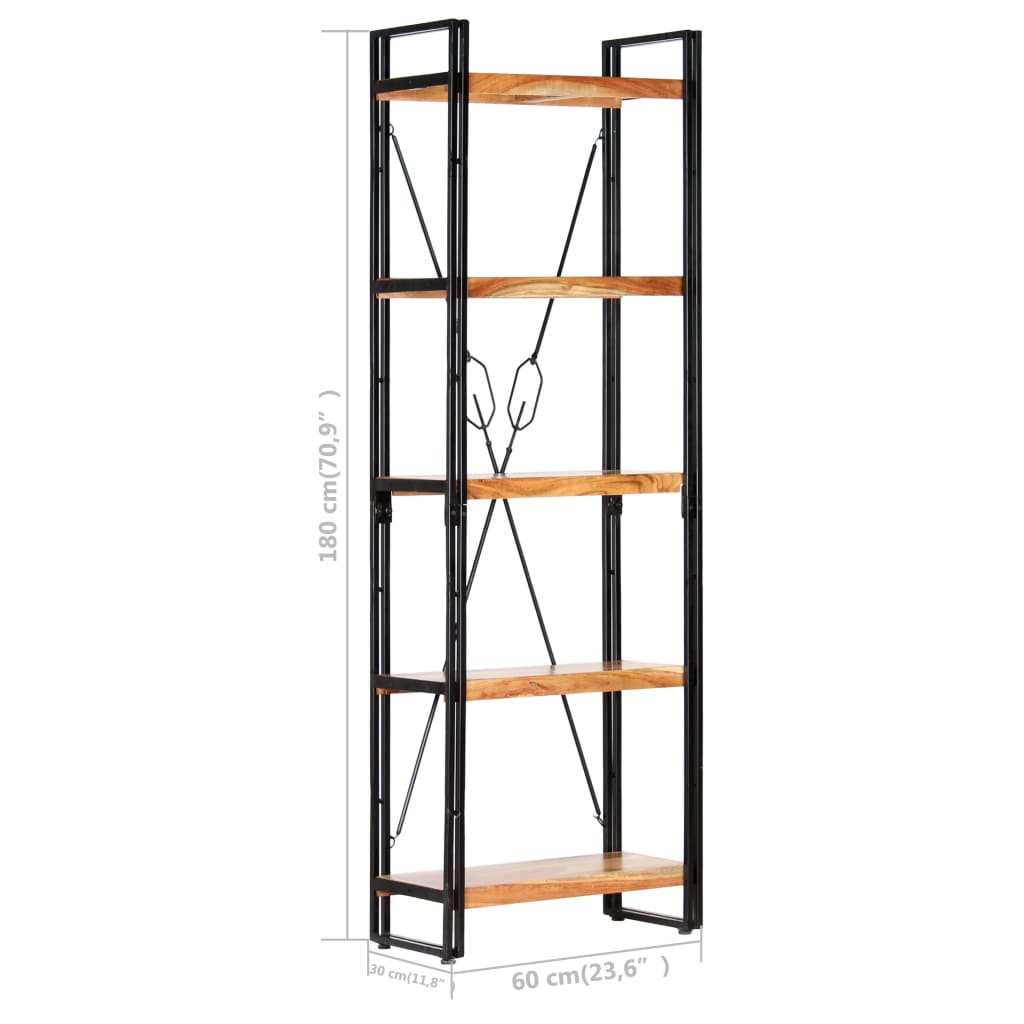 Boekenkast Met 5 Schappen Bruin 60 x 30 x 180 cm Massief acaciahout
