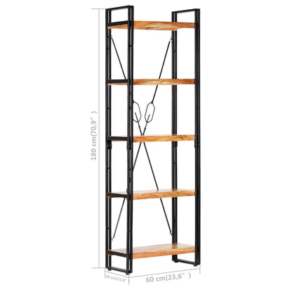 Boekenkast Met 5 Schappen Bruin 60 x 30 x 180 cm Massief acaciahout