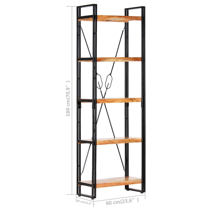 Boekenkast Met 5 Schappen Bruin 60 x 30 x 180 cm Massief acaciahout