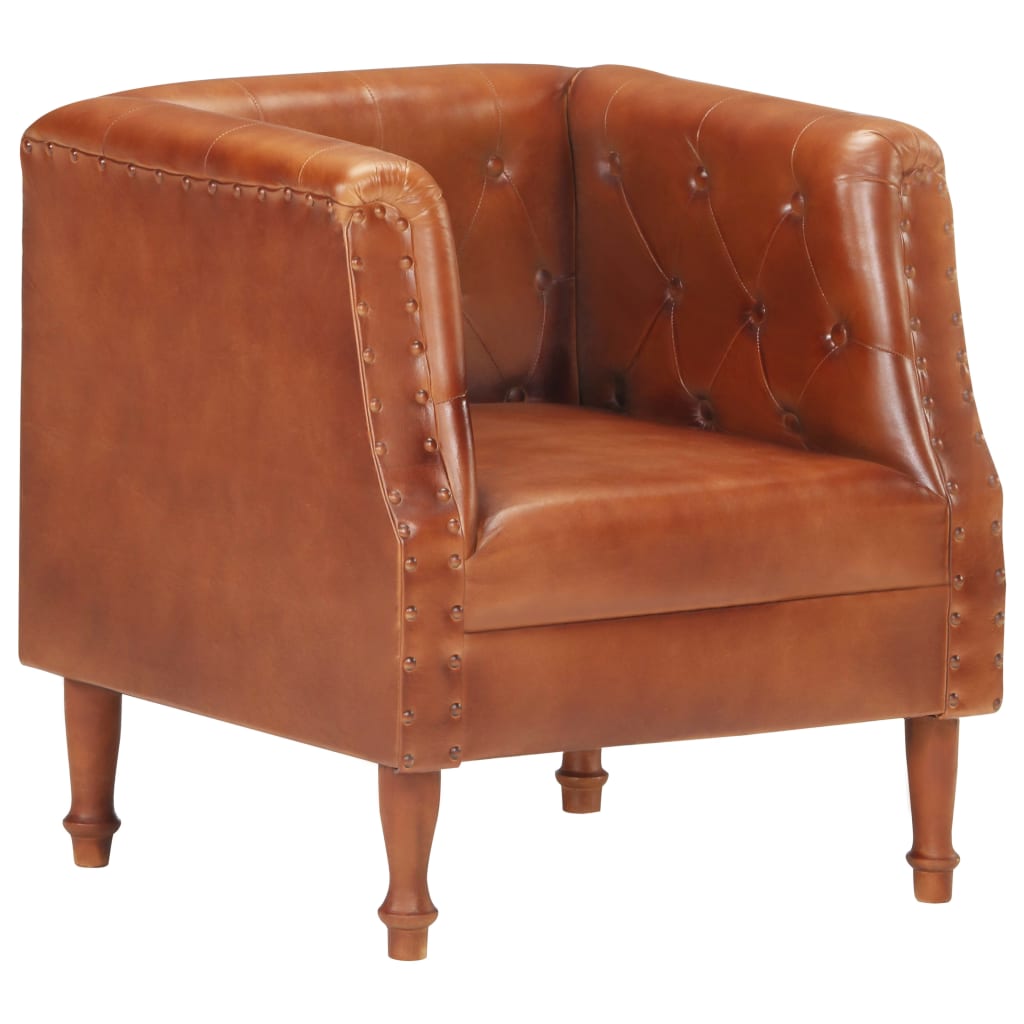 Fauteuil Echt Leer Bruin