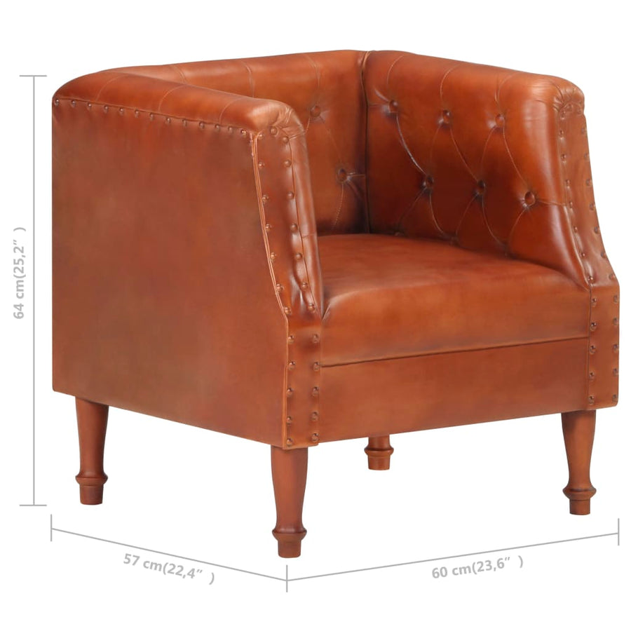 Fauteuil Echt Leer Bruin