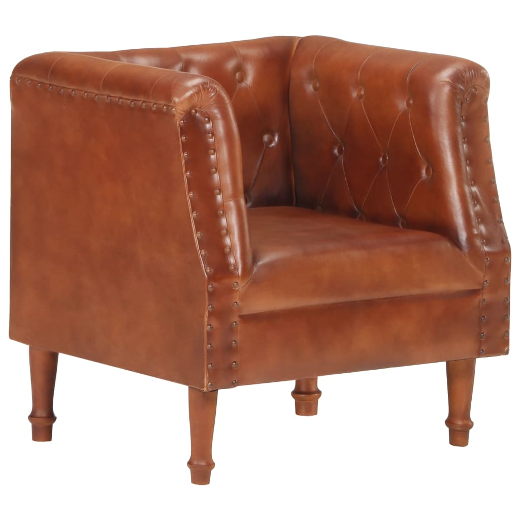 Fauteuil Echt Leer Bruin