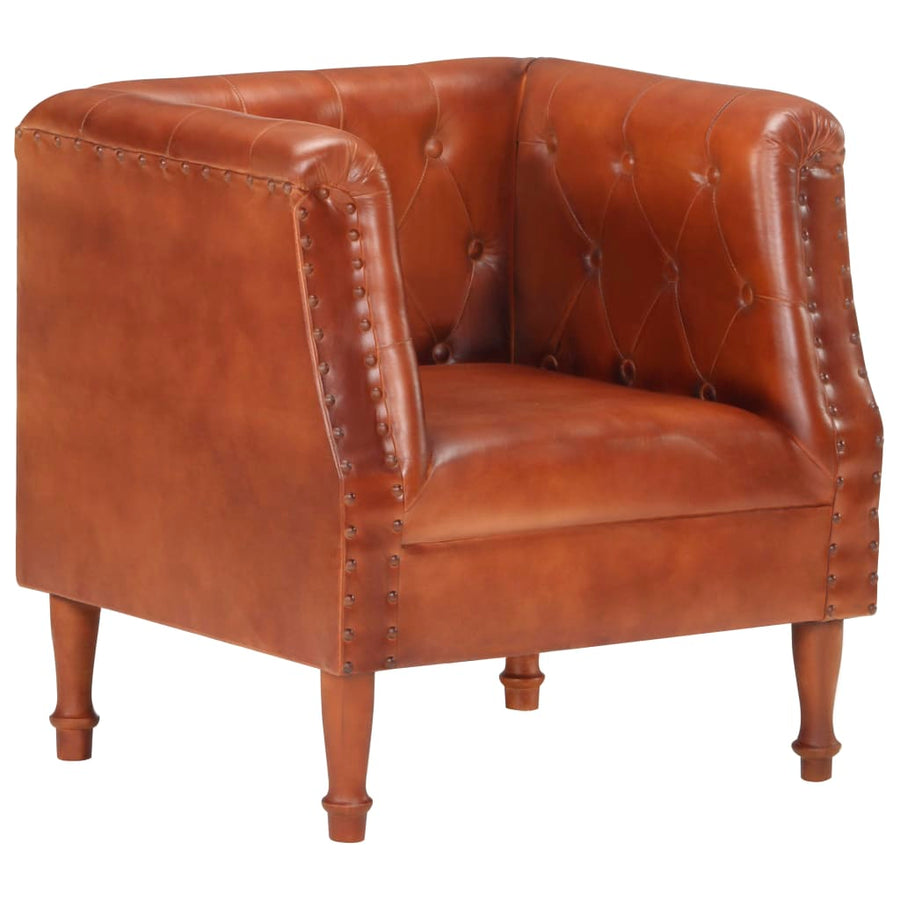 Fauteuil Echt Leer Bruin