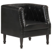 Fauteuil echt leer zwart 60x57x64 cm
