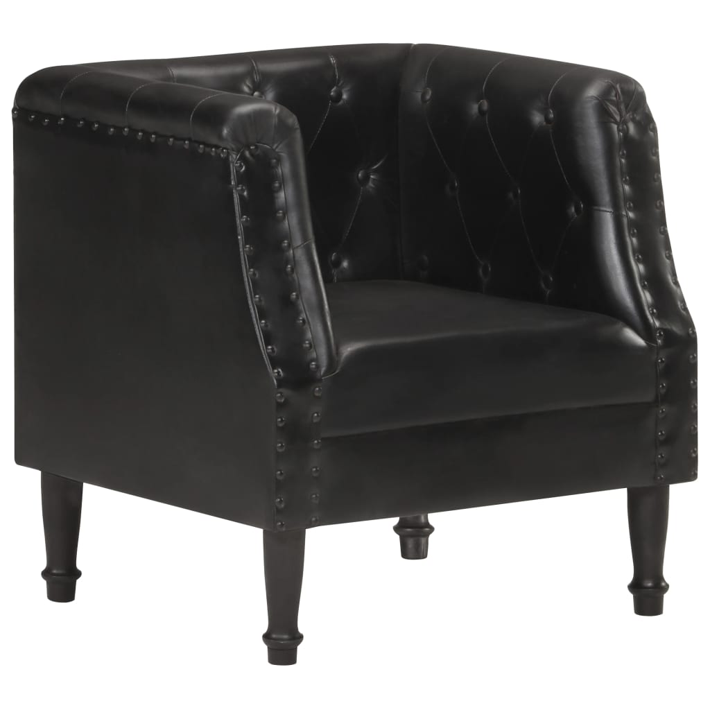 Fauteuil Echt Leer Zwart