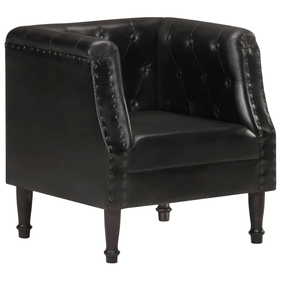 Fauteuil Echt Leer Zwart