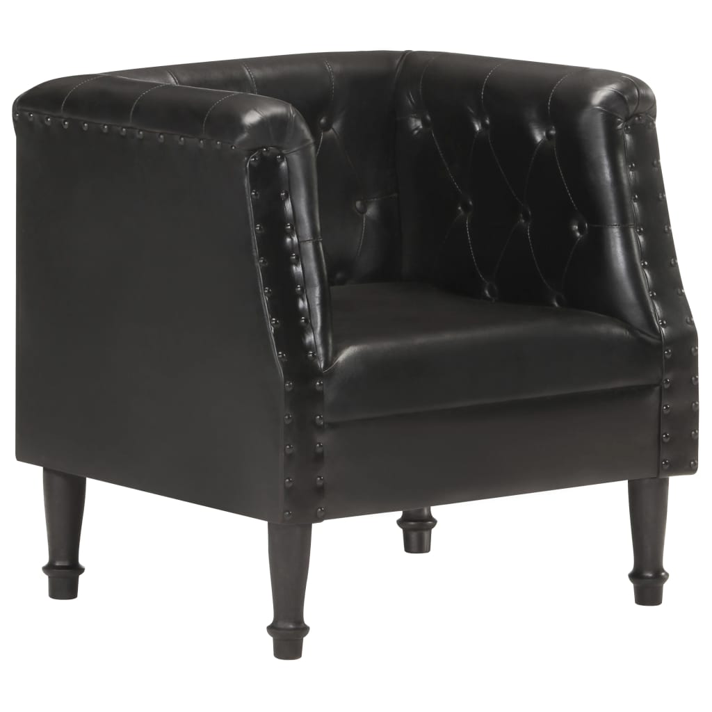 Fauteuil Echt Leer Zwart