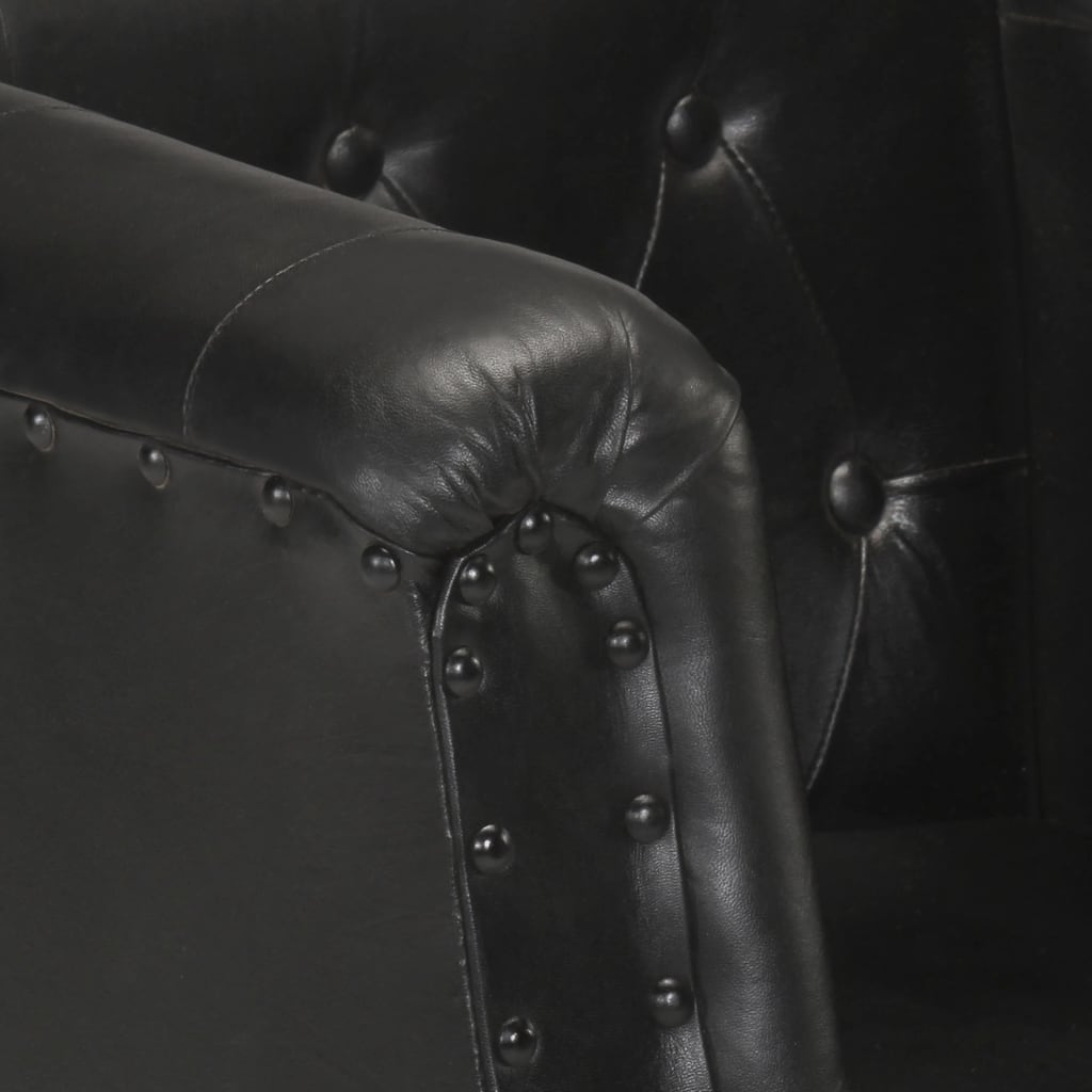 Fauteuil Echt Leer Zwart