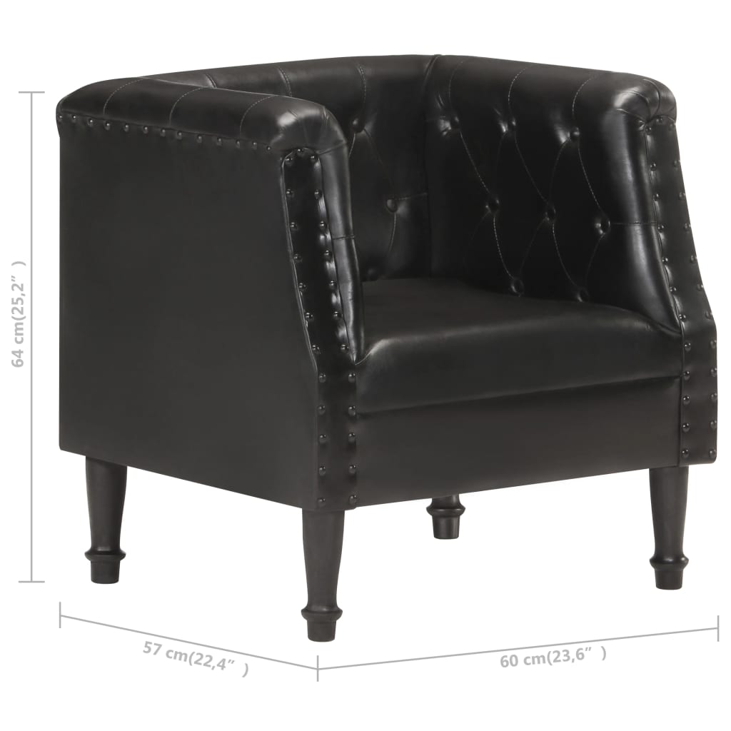 Fauteuil Echt Leer Zwart