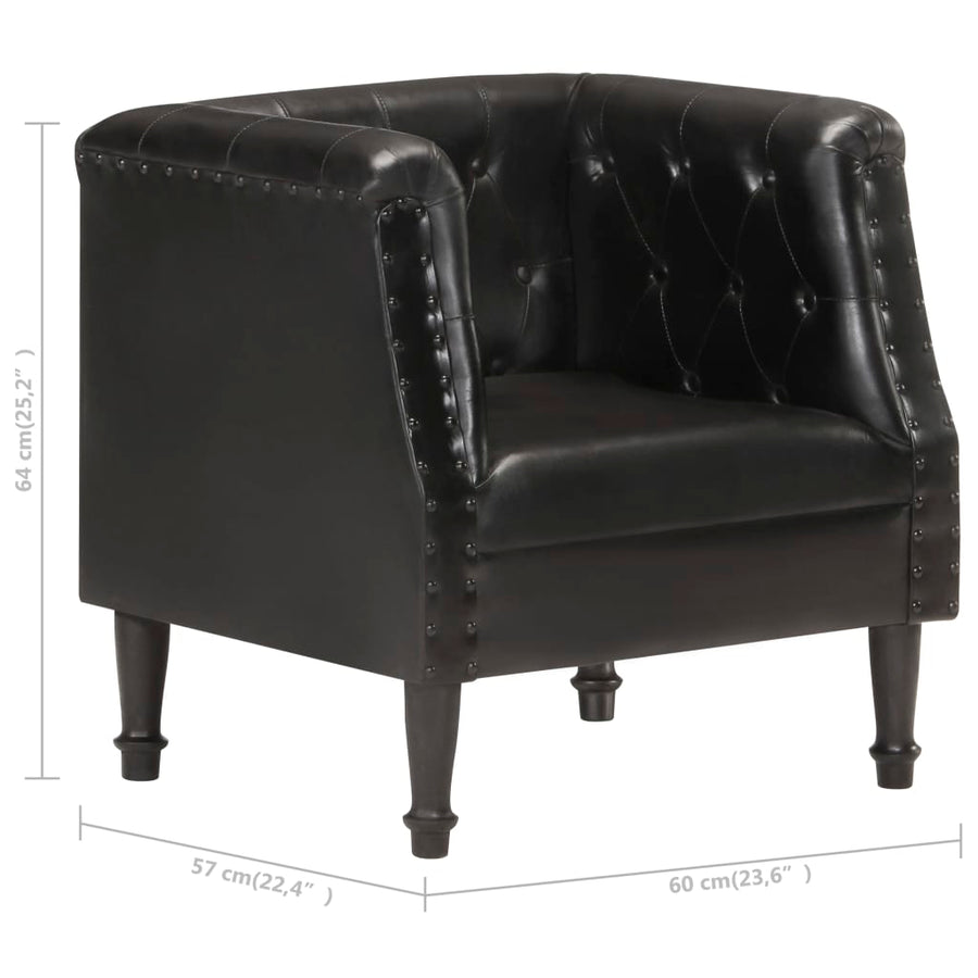 Fauteuil Echt Leer Zwart