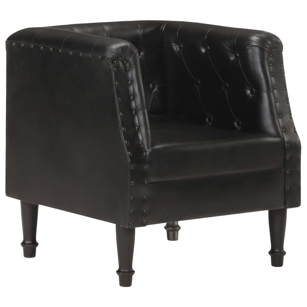 Fauteuil Echt Leer Zwart