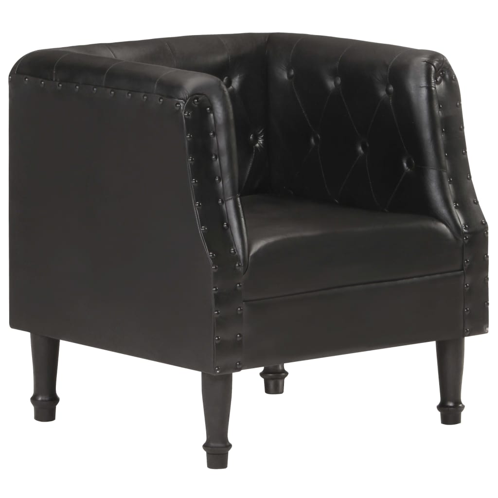 Fauteuil Echt Leer Zwart