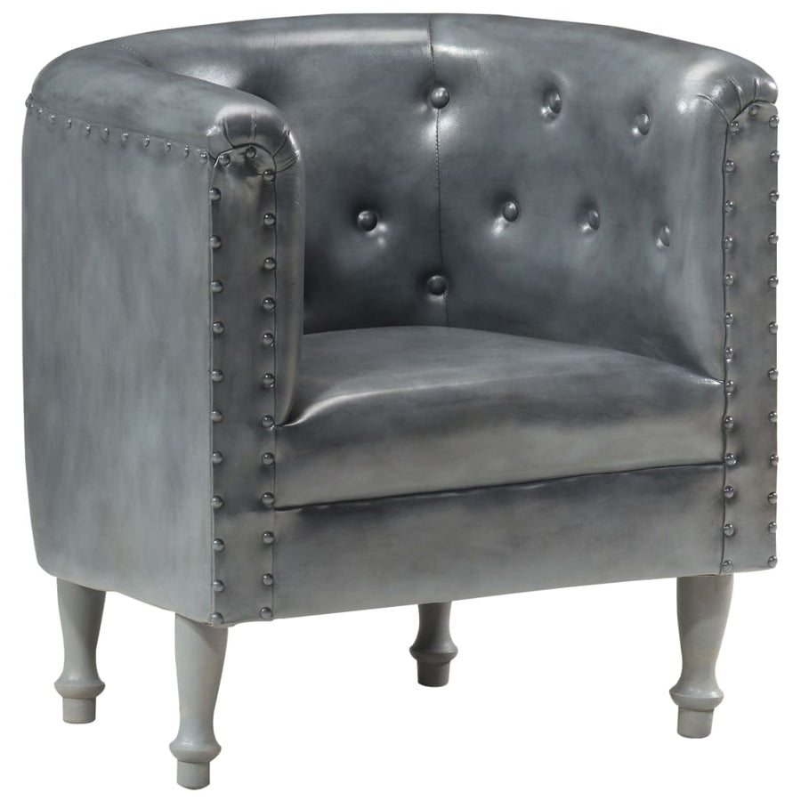 Kuipstoel Echt Leer Grijs