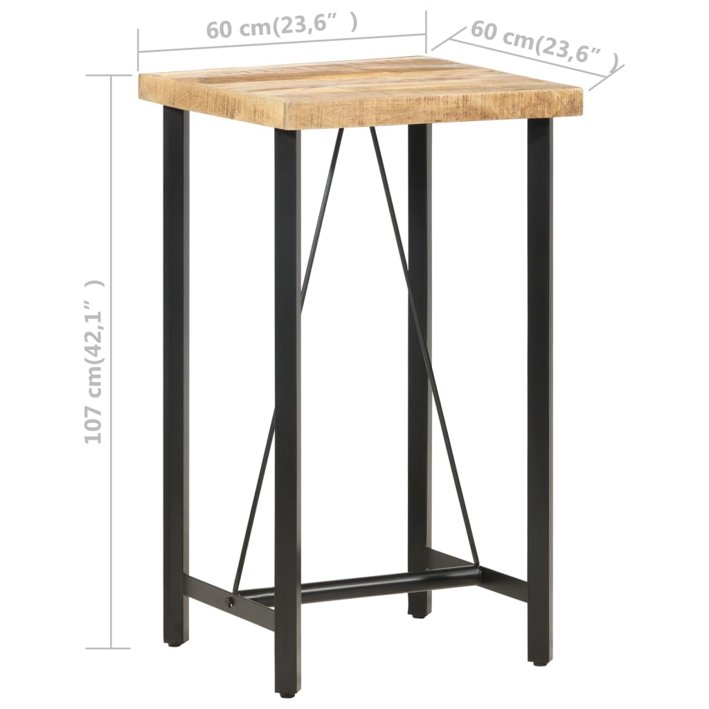Bartafel Ruw Mangohout 60 x 60 x 107 cm