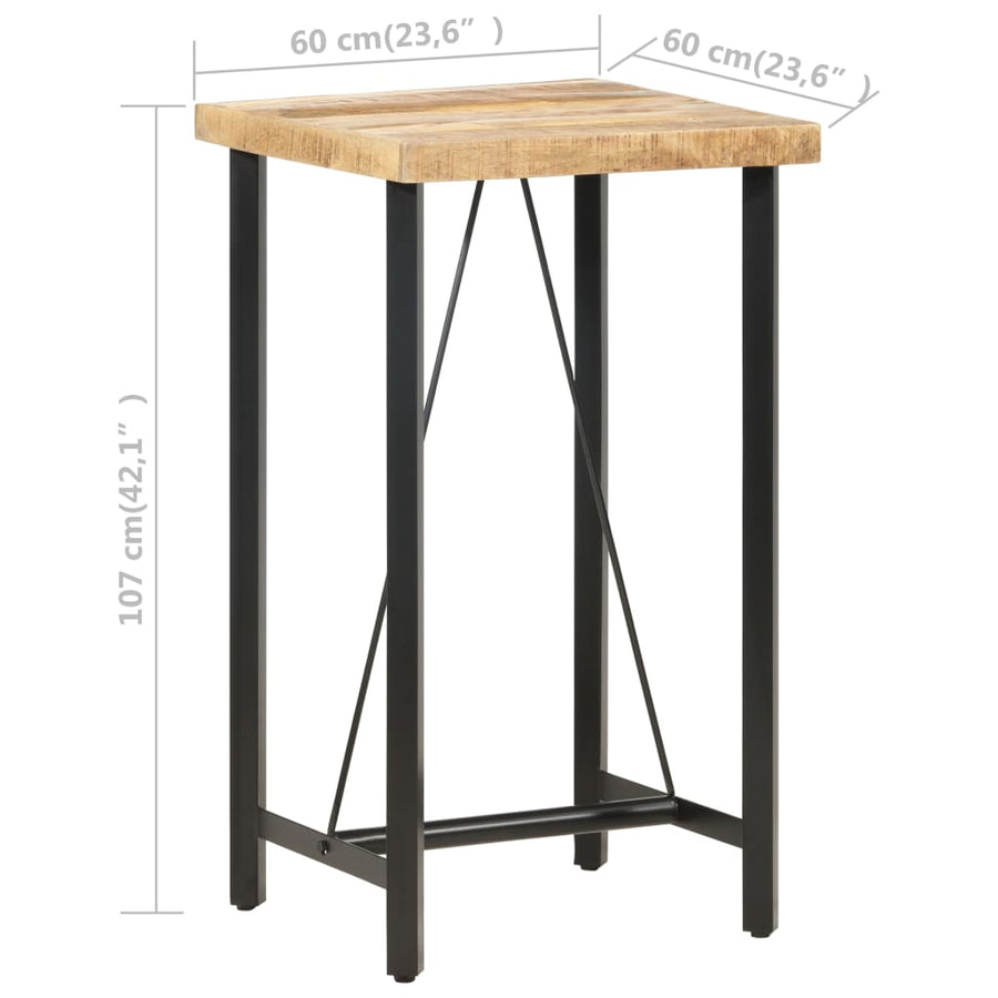Bartafel Ruw Mangohout 60 x 60 x 107 cm
