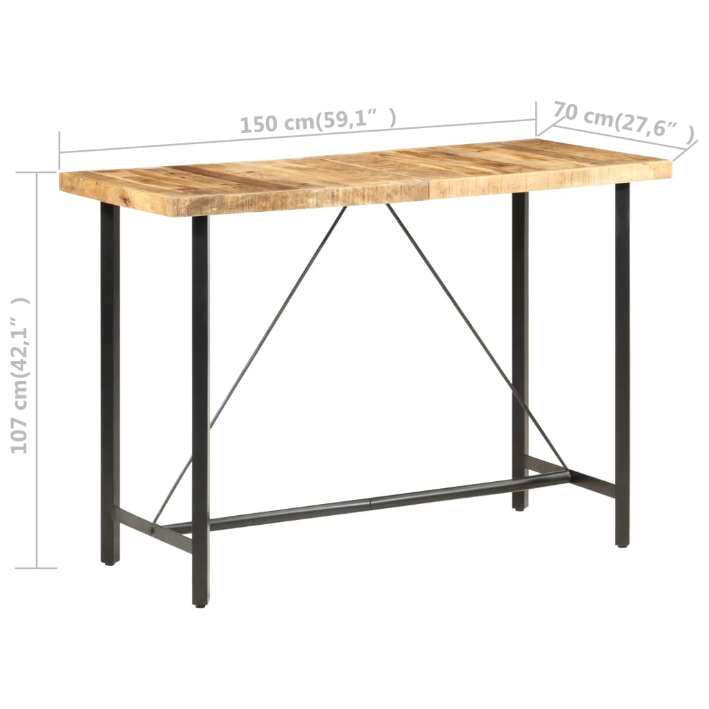 Bartafel Ruw Mangohout 150 x 70 x 107 cm