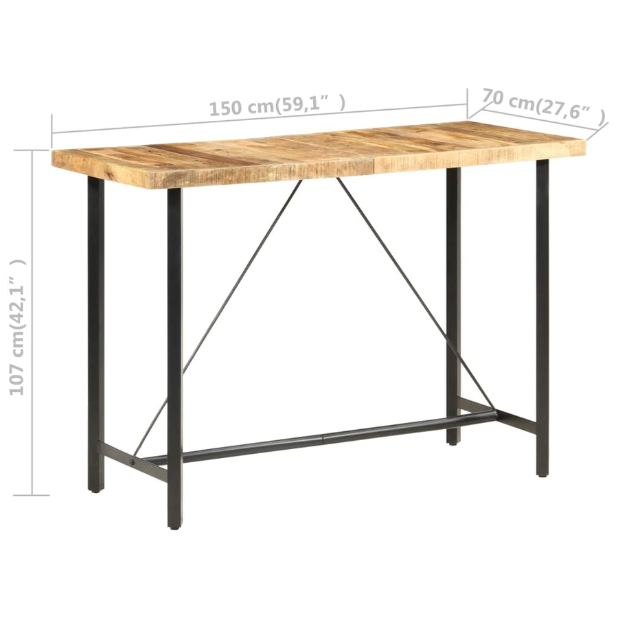 Bartafel Ruw Mangohout 150 x 70 x 107 cm
