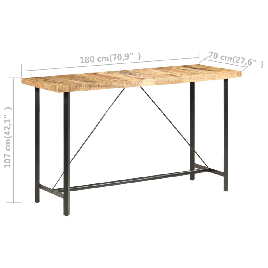 Bartafel Ruw Mangohout 180 x 70 x 107 cm