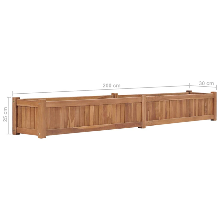 Plantenbak Verhoogd Massief Teakhout 200 x 30 x 25 cm