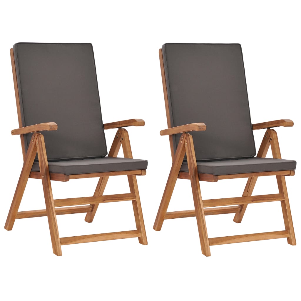 Tuinstoelen Verstelbaar Kussens Verstelbaar Teakhout Grijs