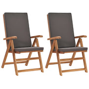 Tuinstoelen 2 st teakhout verstelbaar grijs