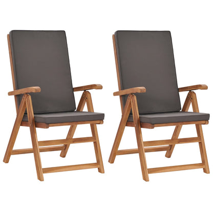 Tuinstoelen Verstelbaar Kussens Verstelbaar Teakhout Grijs