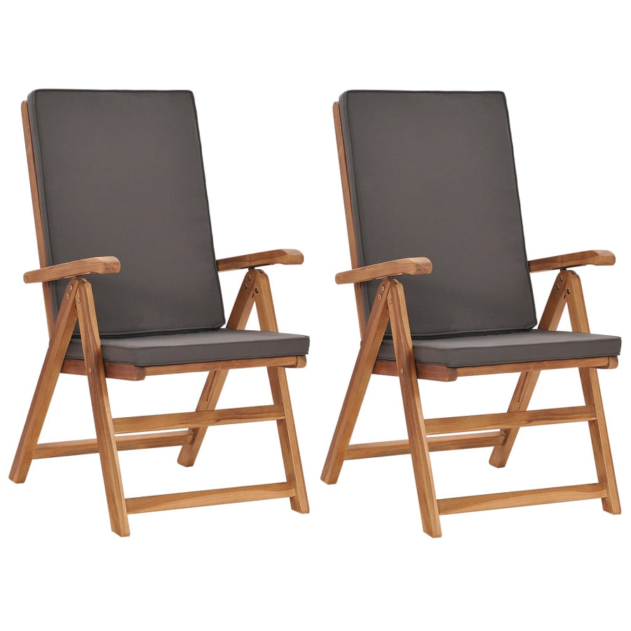 Tuinstoelen Verstelbaar Kussens Verstelbaar Teakhout Grijs