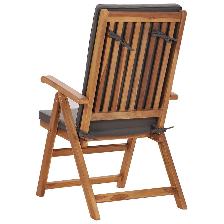 Tuinstoelen Verstelbaar Kussens Verstelbaar Teakhout Grijs