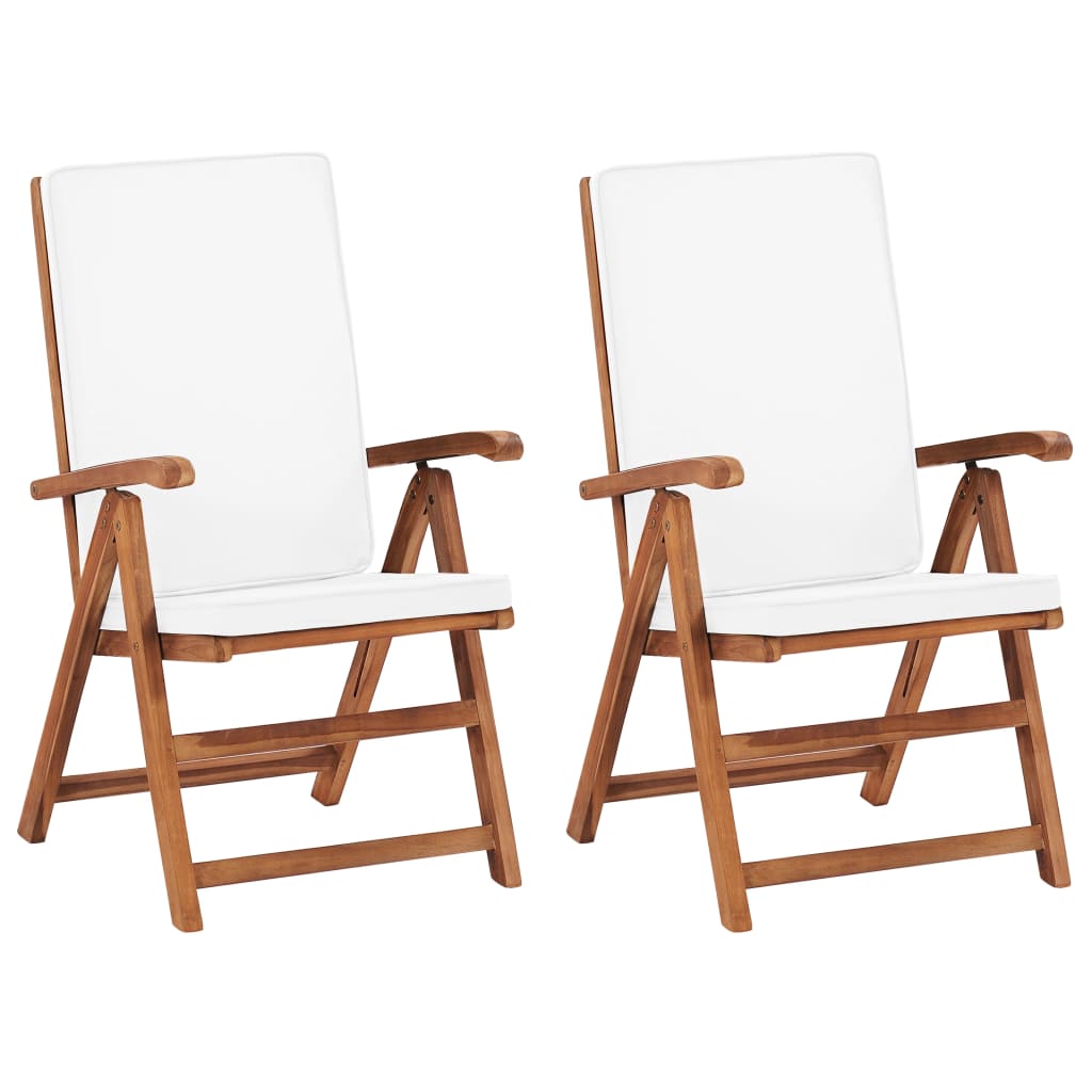 Tuinstoelen Verstelbaar Met Kussens Massief Teakhout Crème