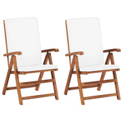 Tuinstoelen 2 st massief teakhout verstelbaar crème