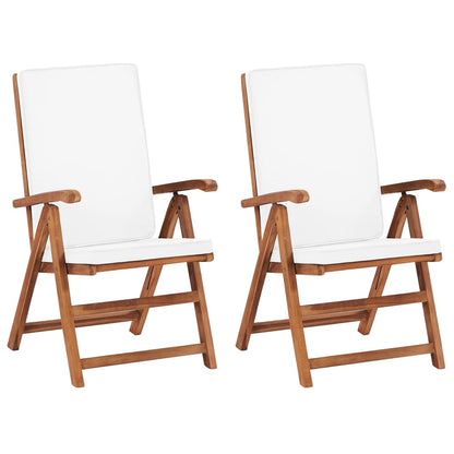 Tuinstoelen Verstelbaar Met Kussens Massief Teakhout Crème
