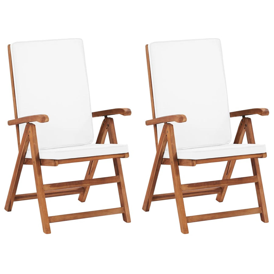 Tuinstoelen Verstelbaar Met Kussens Massief Teakhout Crème