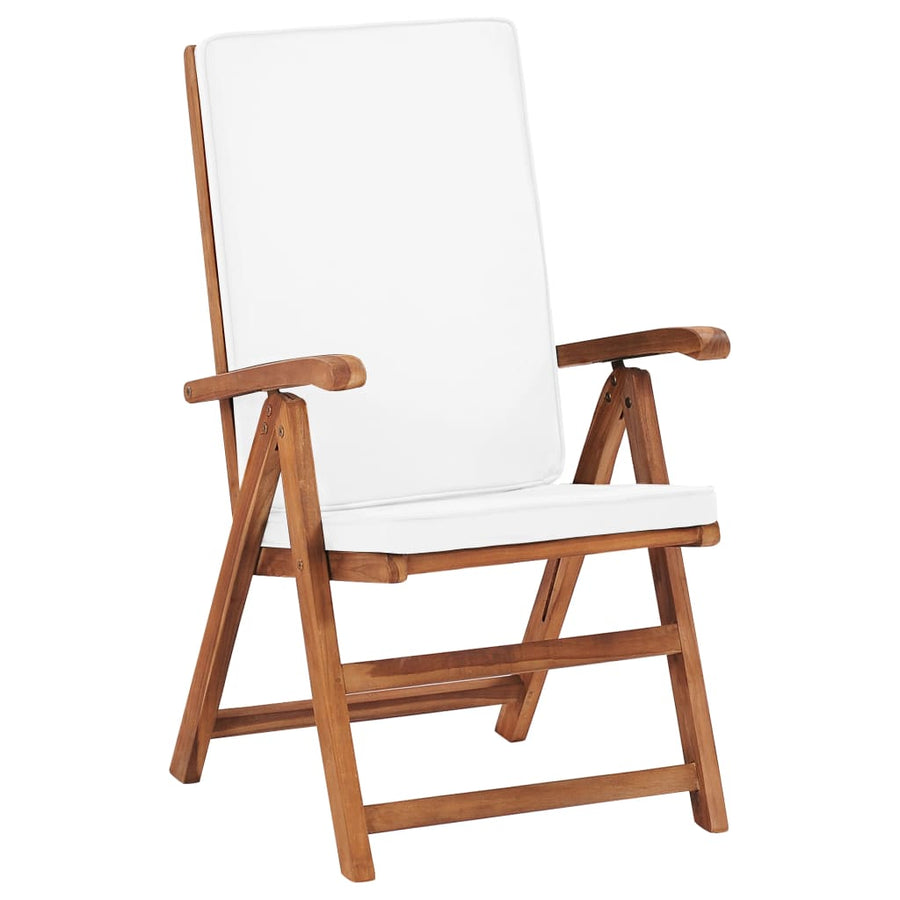 Tuinstoelen Verstelbaar Met Kussens Massief Teakhout Crème
