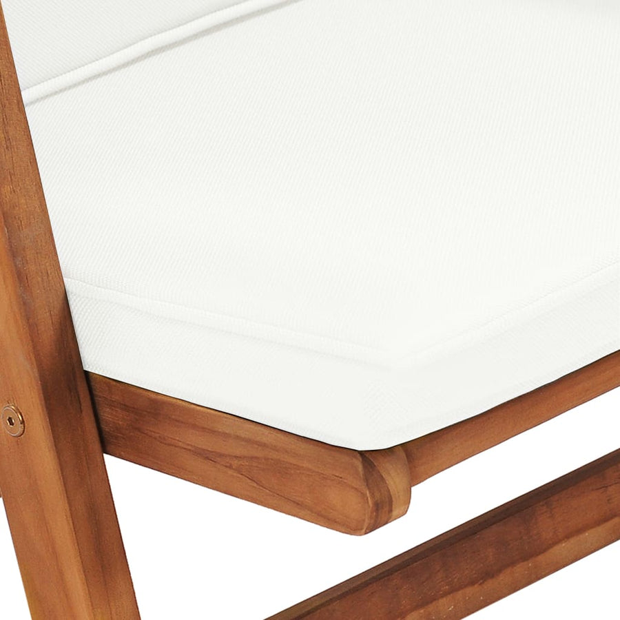 Tuinstoelen Verstelbaar Met Kussens Massief Teakhout Crème