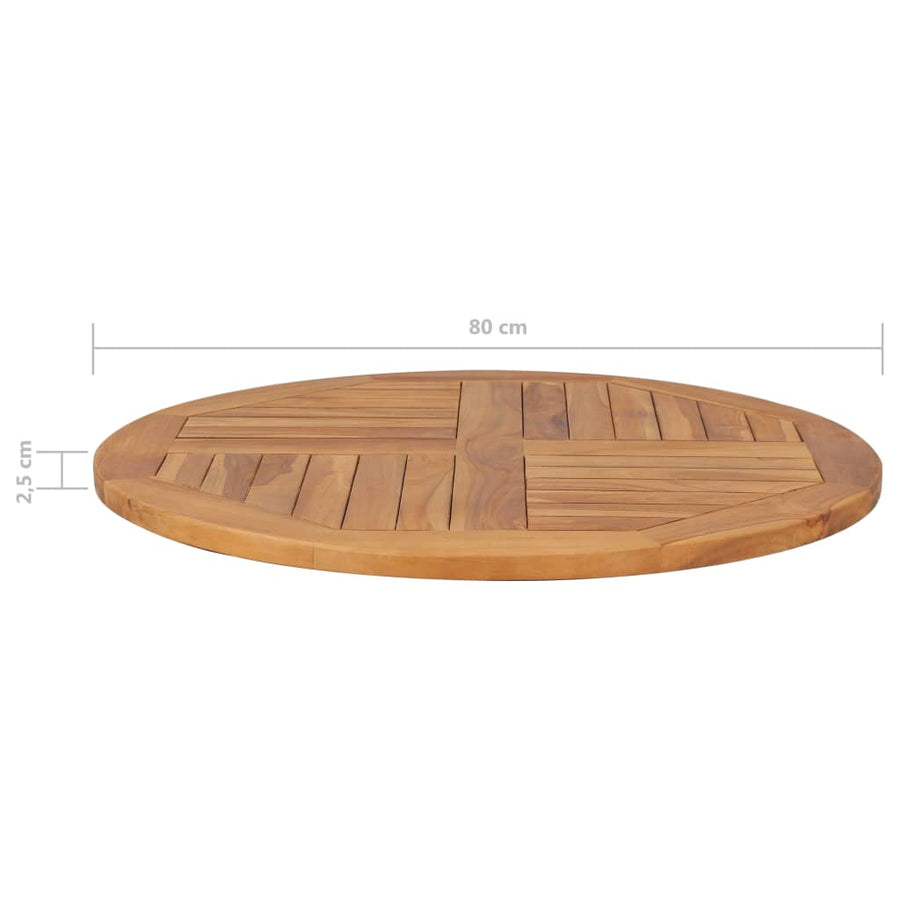 Tafelblad Rond 2,5 Cm 80 Cm Massief Teakhout Ø 80 x 2.5 cm