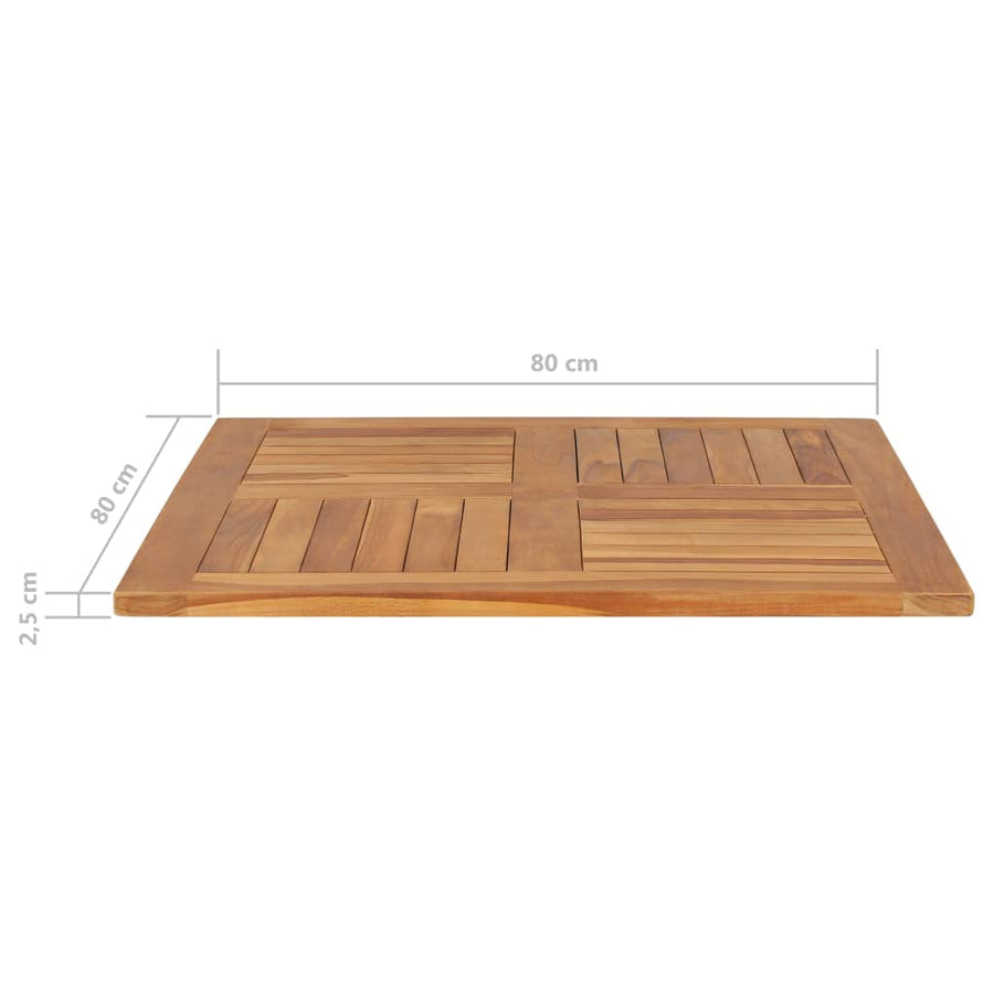 Tafelblad Vierkant 80X80X2,5 Cm Massief Teakhout 80 x 80 x 2.5 cm