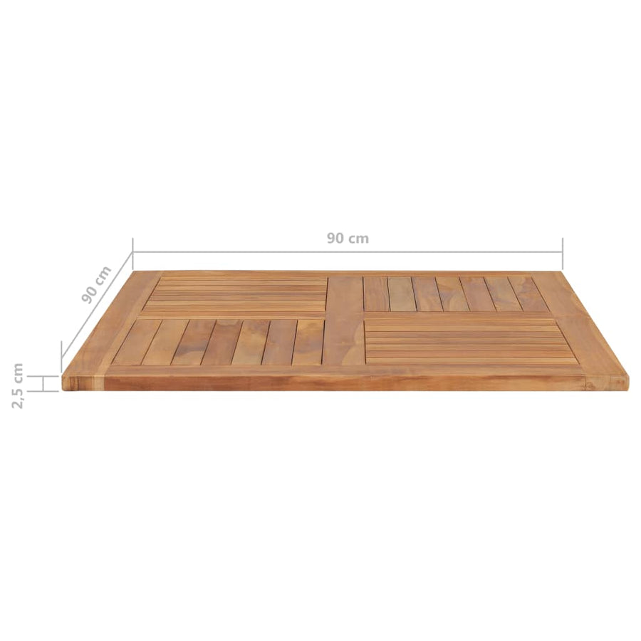 Tafelblad 90X90X2,5 Cm Massief Teakhout 90 x 90 cm