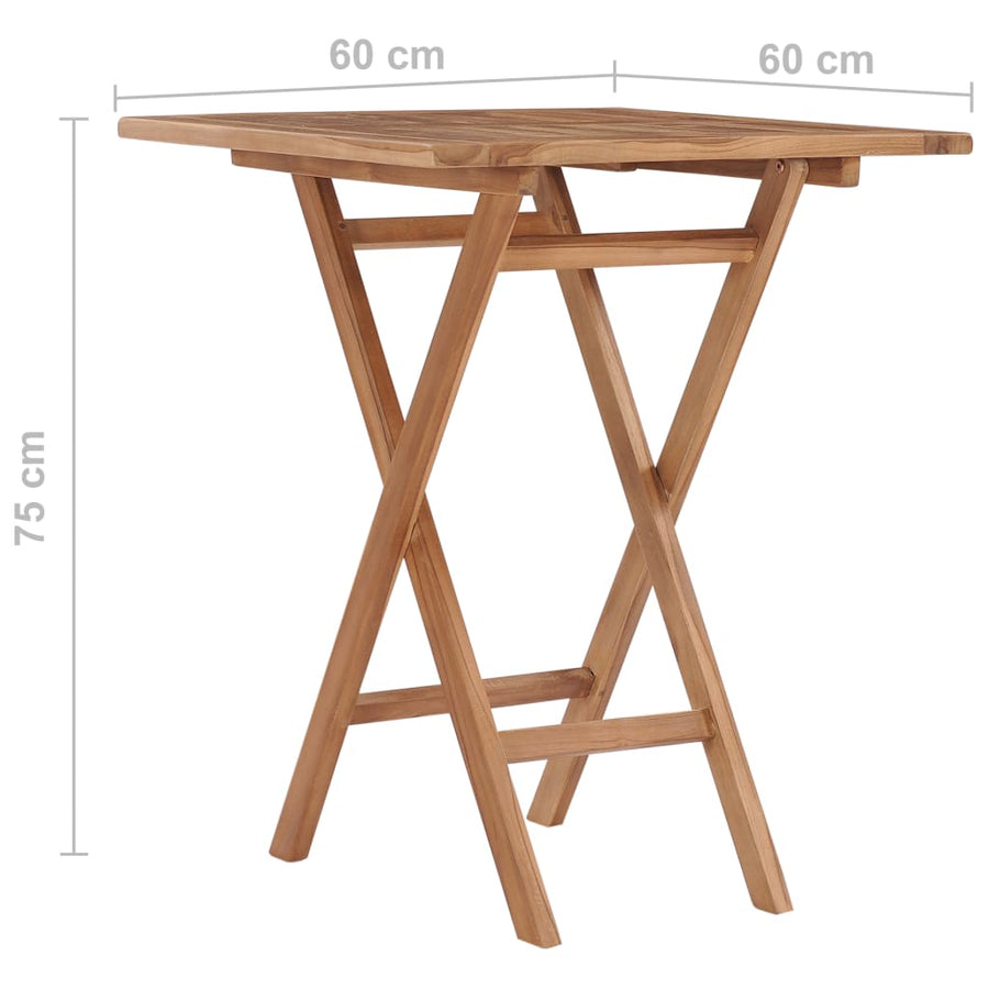 Tuintafel Inklapbaar 60X60X75 Cm Massief Teakhout Vierkant
