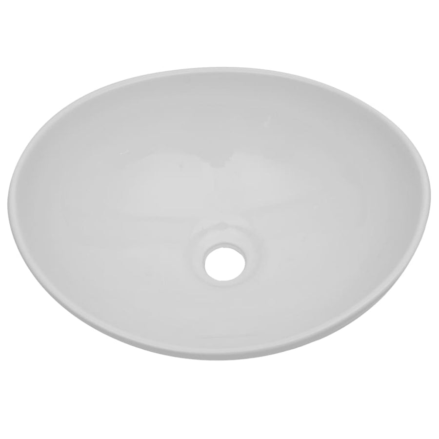 2-Delige Badkamermeubelset Keramiek Eikenkleurig 60 cm schap en 40 cm ovale wastafel Bruin
