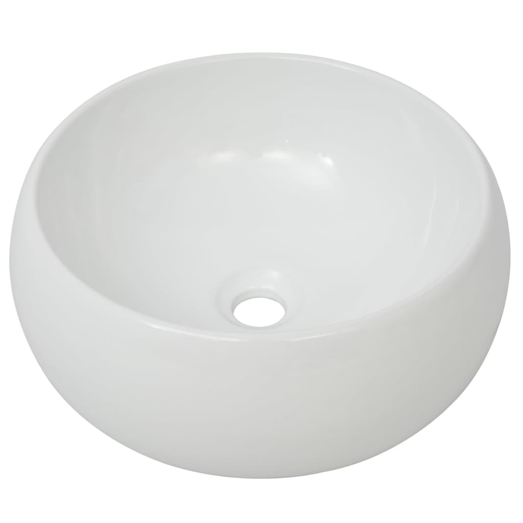 2-Delige Badkamermeubelset Keramiek Eikenkleurig 60 cm schap en 40 cm ronde wastafel Bruin
