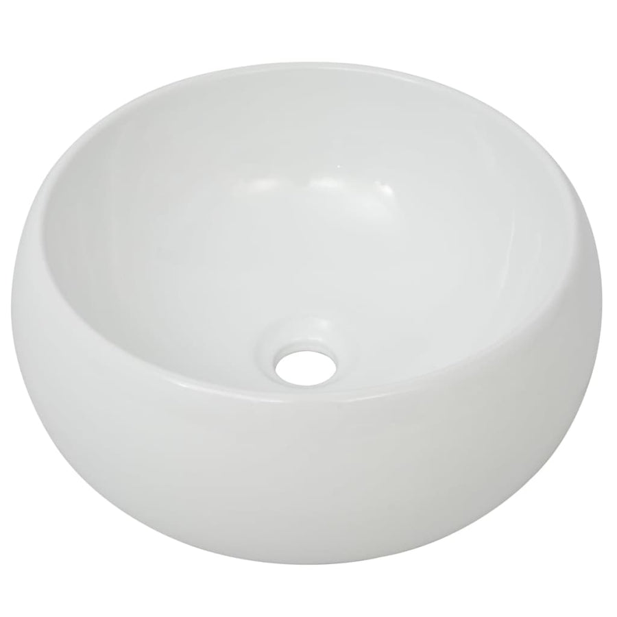 2-Delige Badkamermeubelset Keramiek Eikenkleurig 60 cm schap en 40 cm ronde wastafel Bruin
